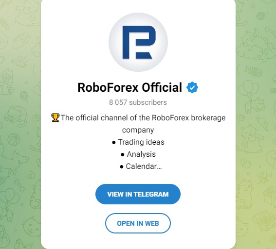ТГ канал брокерской компании RoboForex